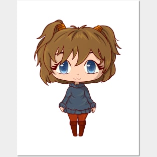 Cute Fall *Chibi* Girl - Cozy Sweater and Boots Posters and Art